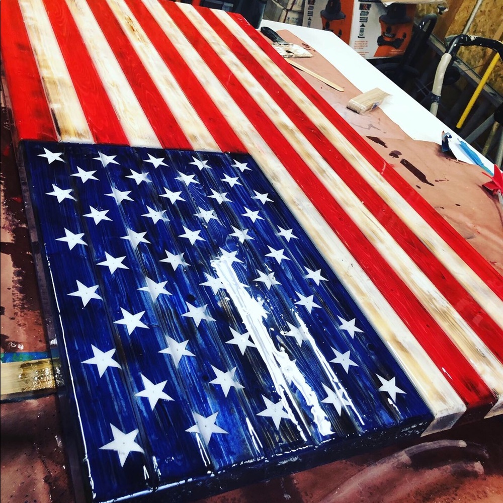 American Flag wooden wall art.
